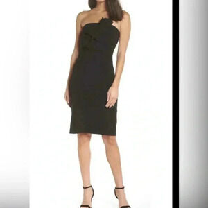 Chelsea28  BLACK Strapless TWISTED Bow FRONT Cocktail LBD DRESS size 6